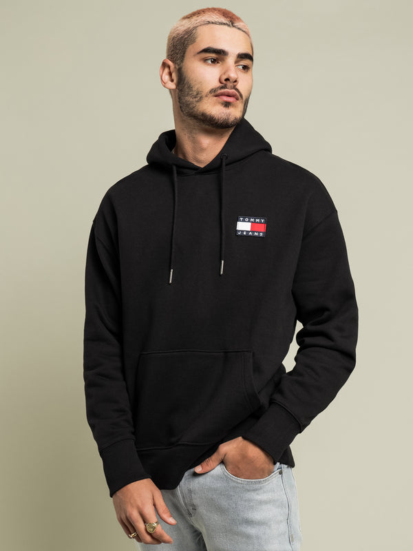 Tommy Badge Hoodie in Black - Glue Store