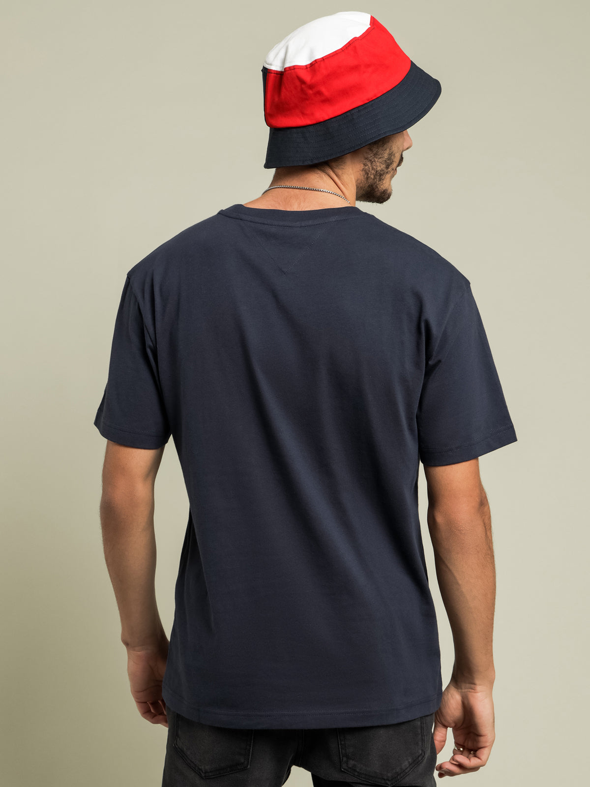 Tommy Hilfiger Linear Logo Organic Cotton T-Shirt in Navy | Navy