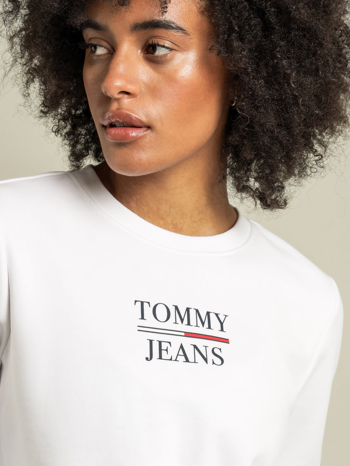 Tommy Hilfiger Logo Slim Fit Sweatshirt in White | XS