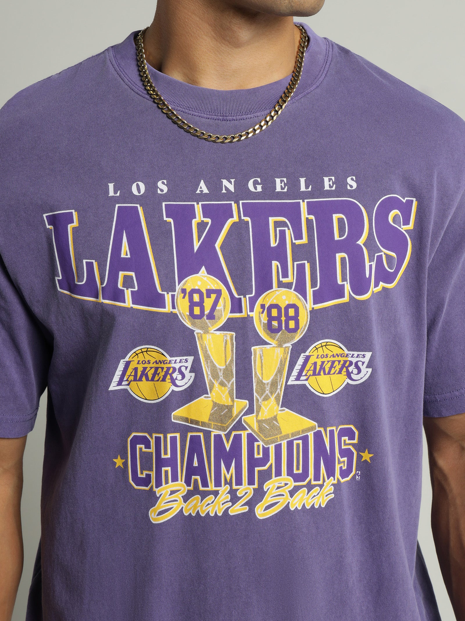 LA Lakers Vintage Championship T-Shirt in Faded Purple - Glue Store