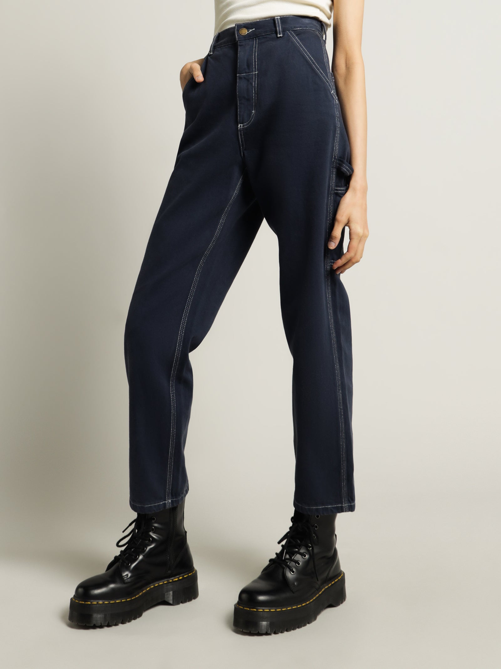 Carpenter Drill Pants in Washed Navy