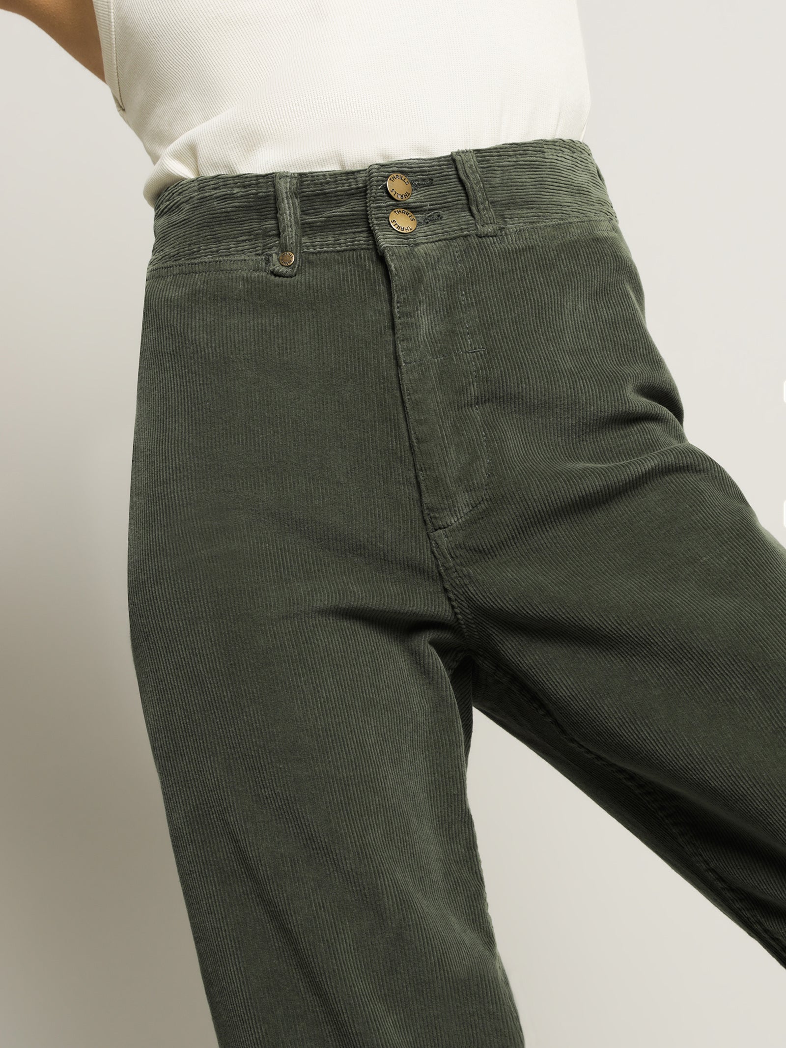 Belle Cord Pants in Lume Green