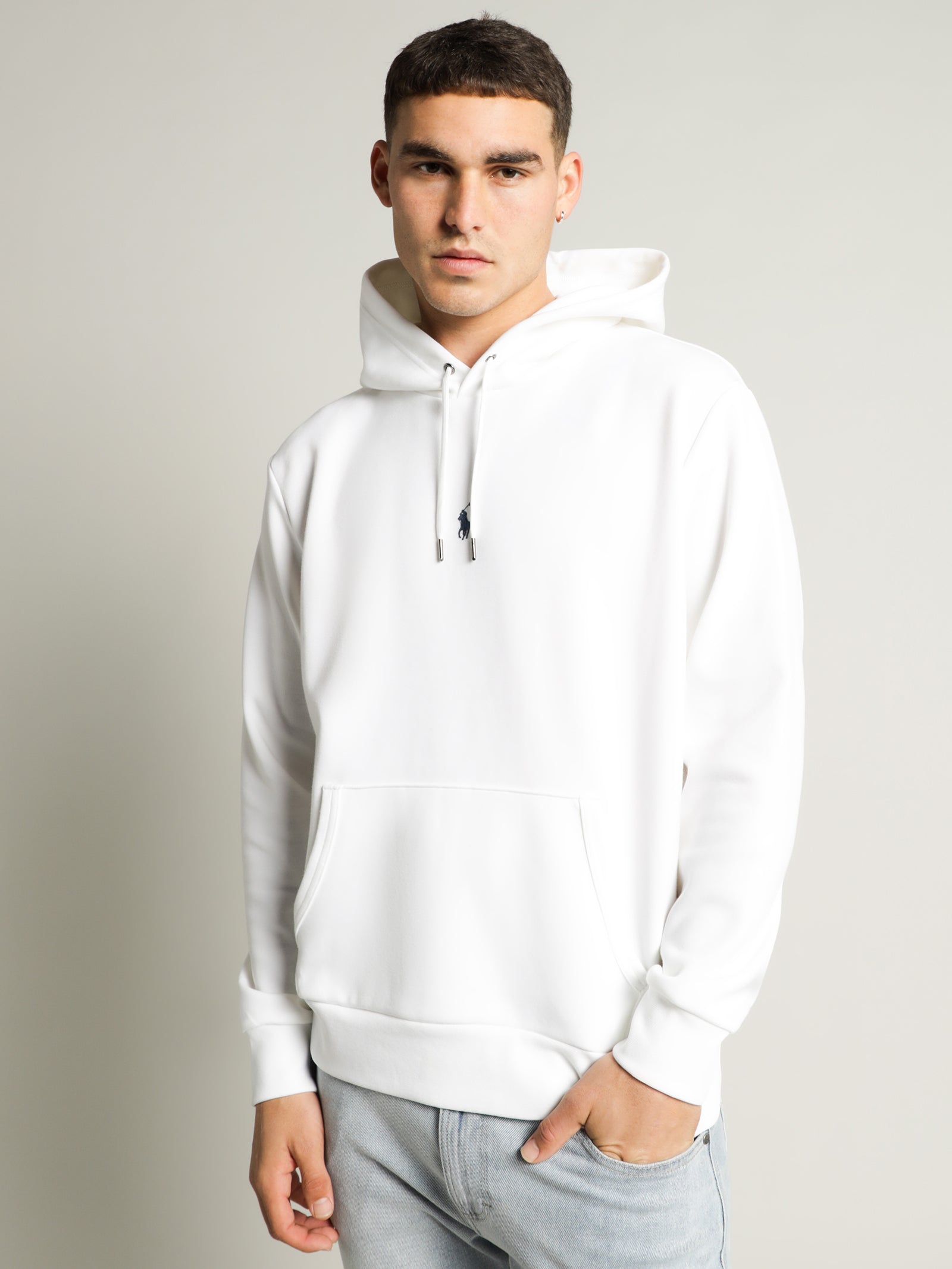 Central Pony Double Knit Hoodie in White - Glue Store