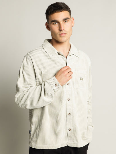 Henry LS Cord Shirt in White Sand