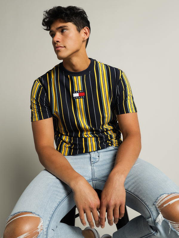 å Tommy Badge Stripe T-Shirt in Twilight Navy Stripe Navy | Glue Store