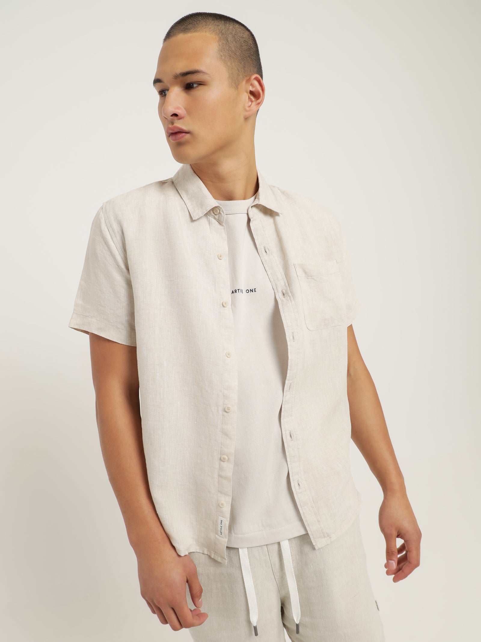 Nero Linen Shirt in Natural Marle - Glue Store