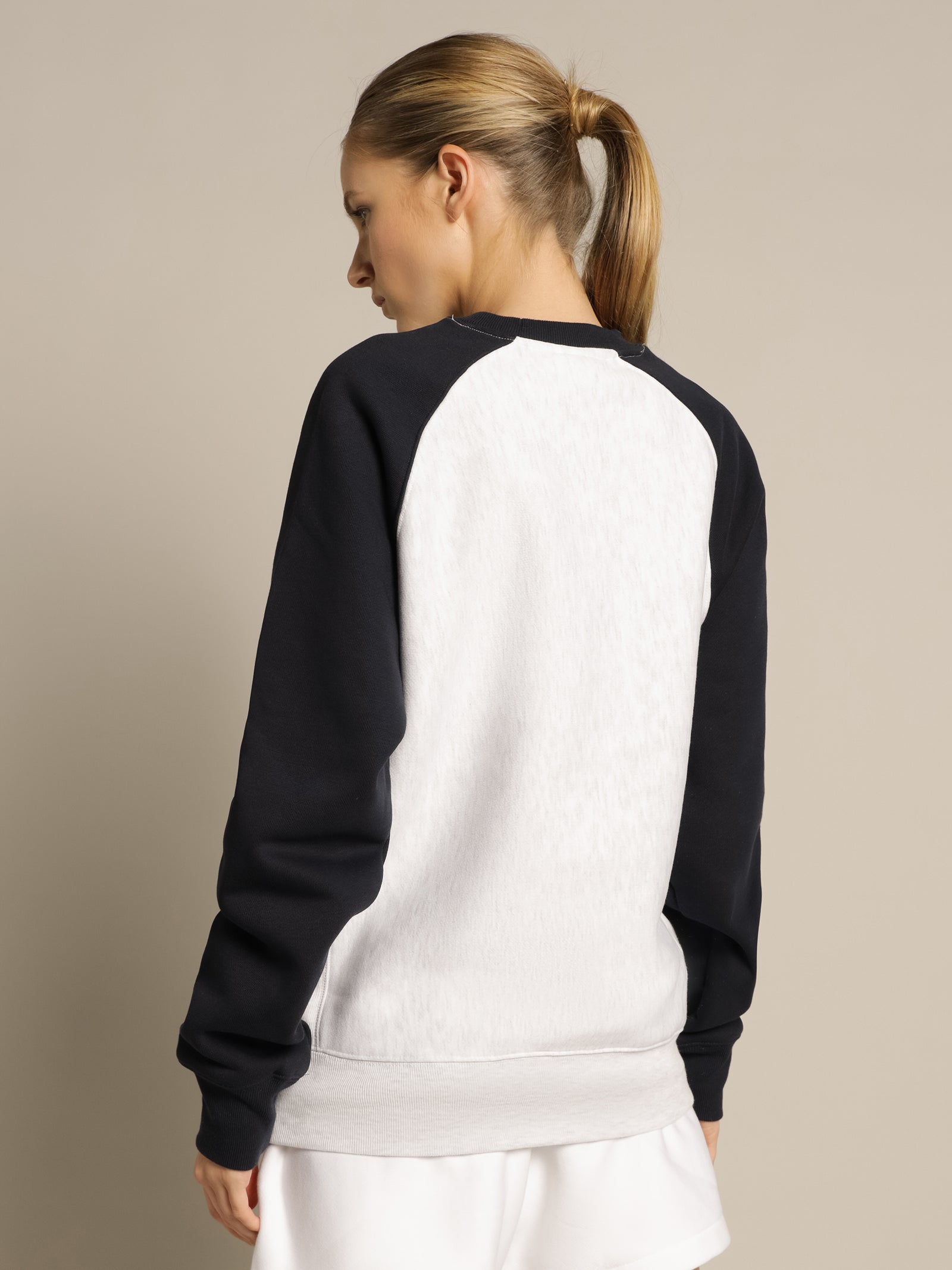 Reverse Weave Archive Raglan Sweater in Navy