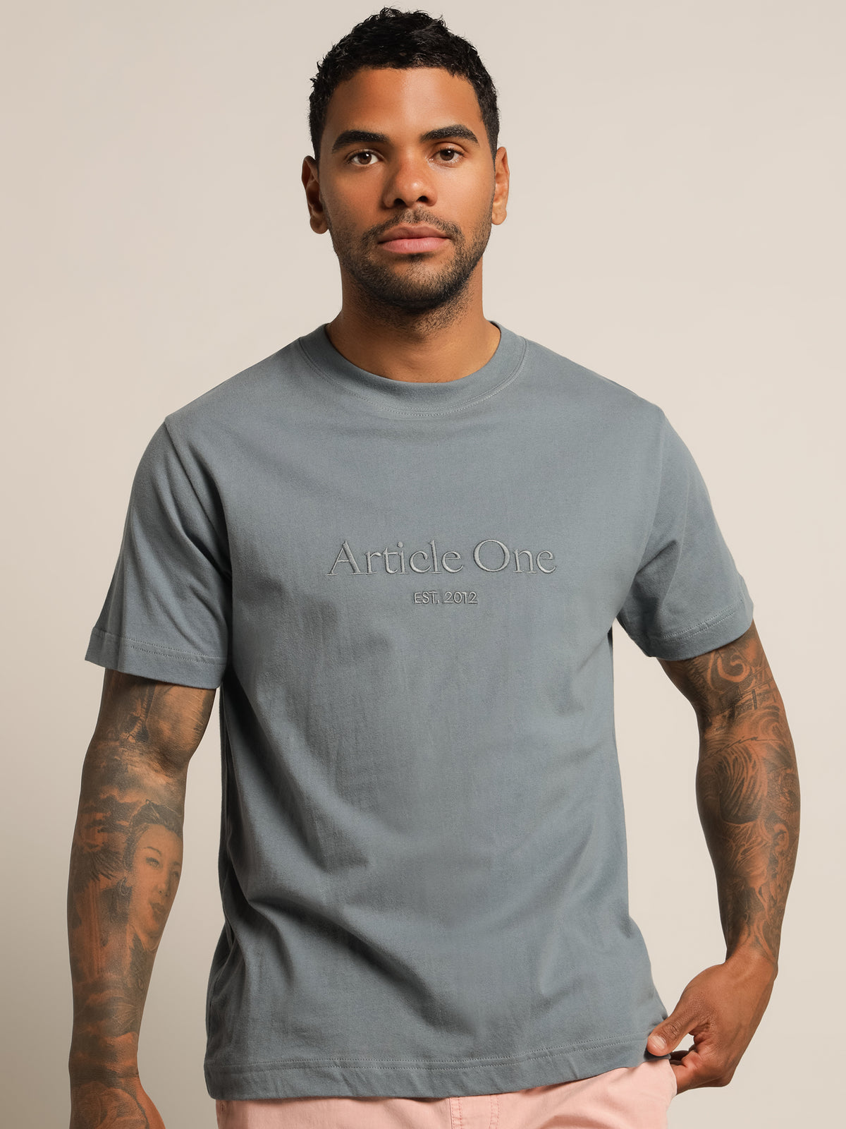 Article One Heritage Logo T-Shirt in Blue | Venice Blue