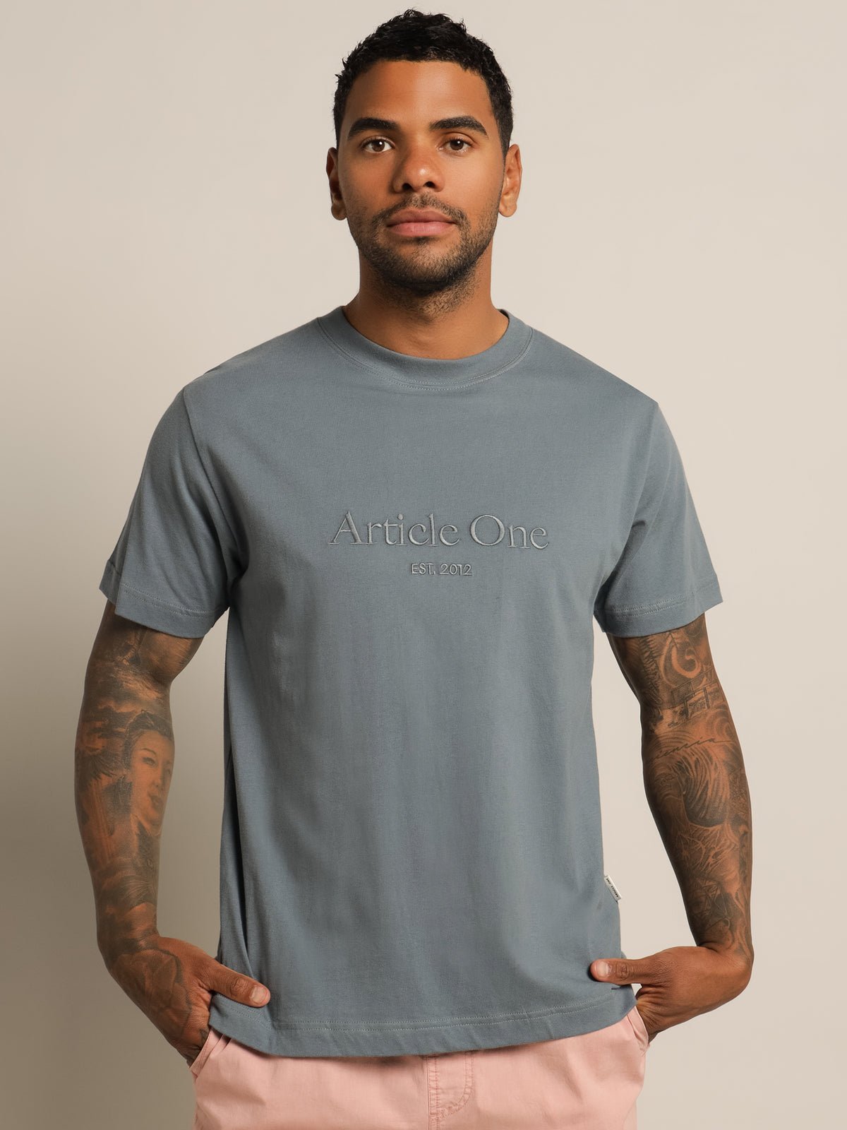 Article One Heritage Logo T-Shirt in Blue | Venice Blue