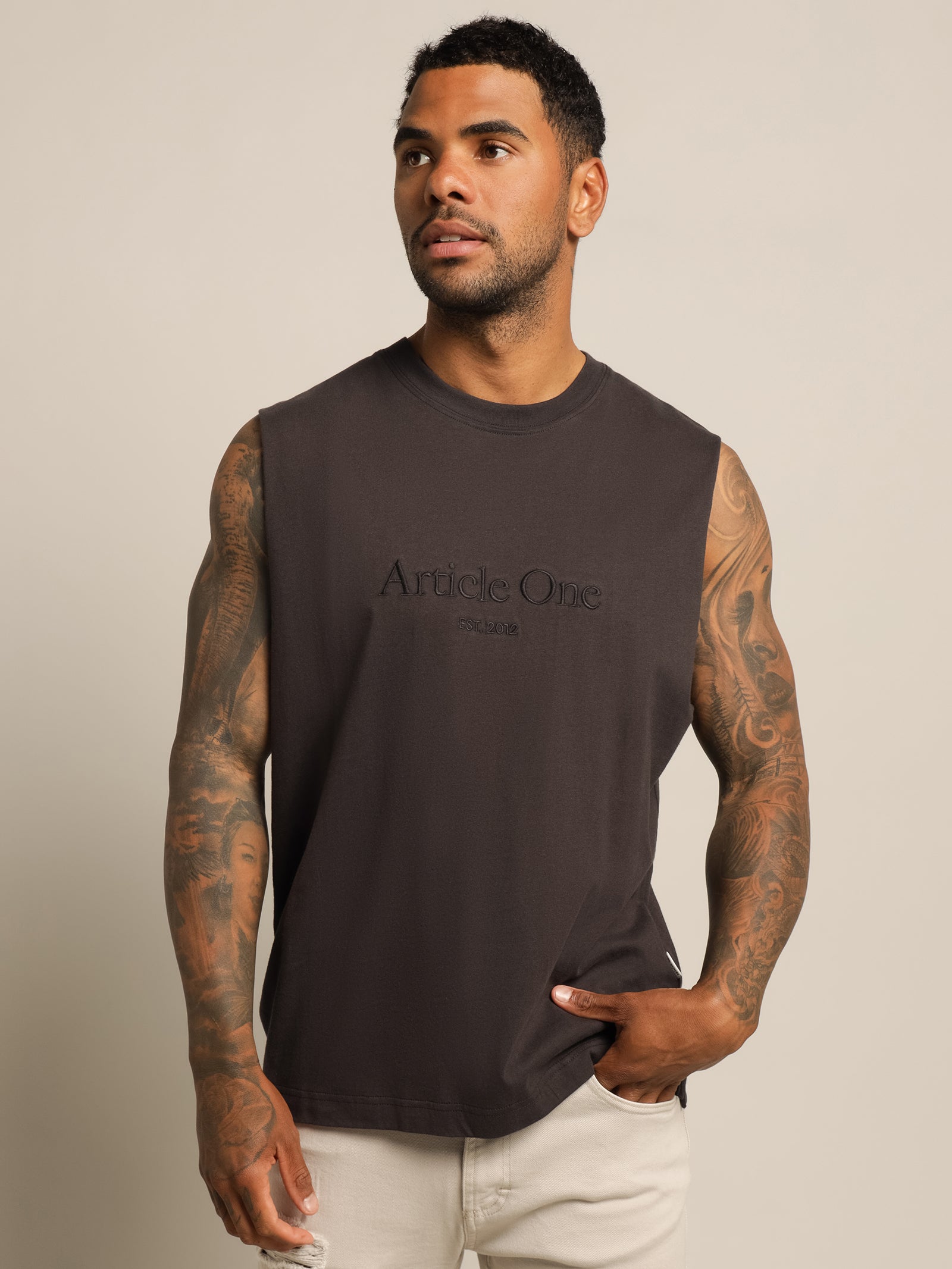 Heritage Logo Muscle Tank in Coal - Glue Store