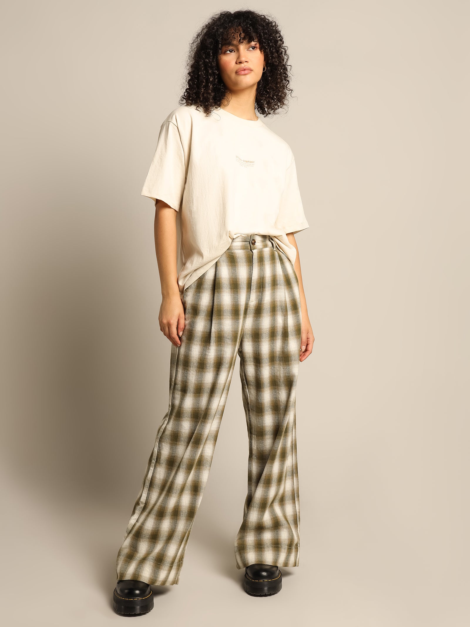 Angel Muse Pants in Dark Olive Check