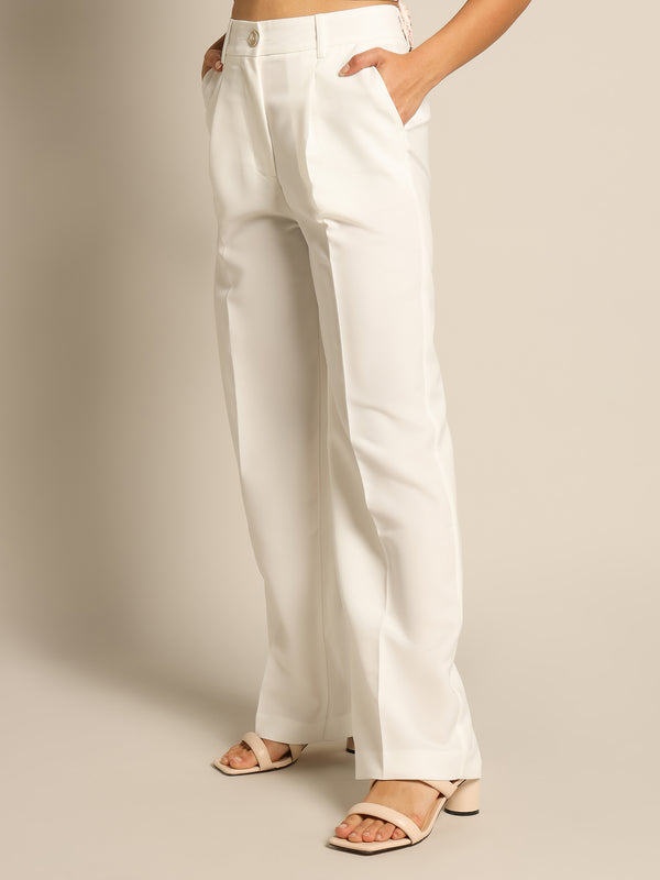 Claudia Longline Tailored Pants in White - Glue Store