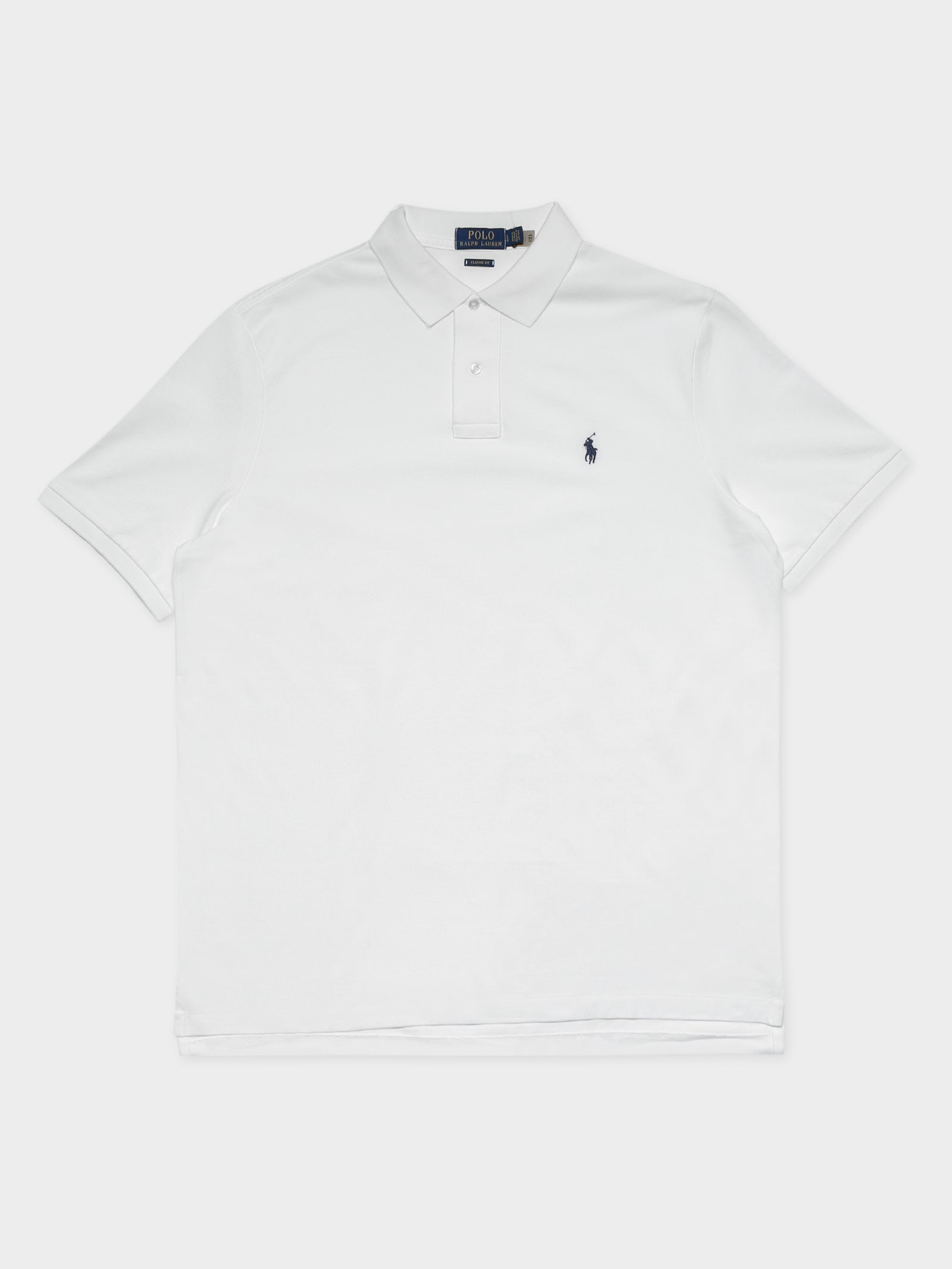 Classic Fit Mesh Polo in White