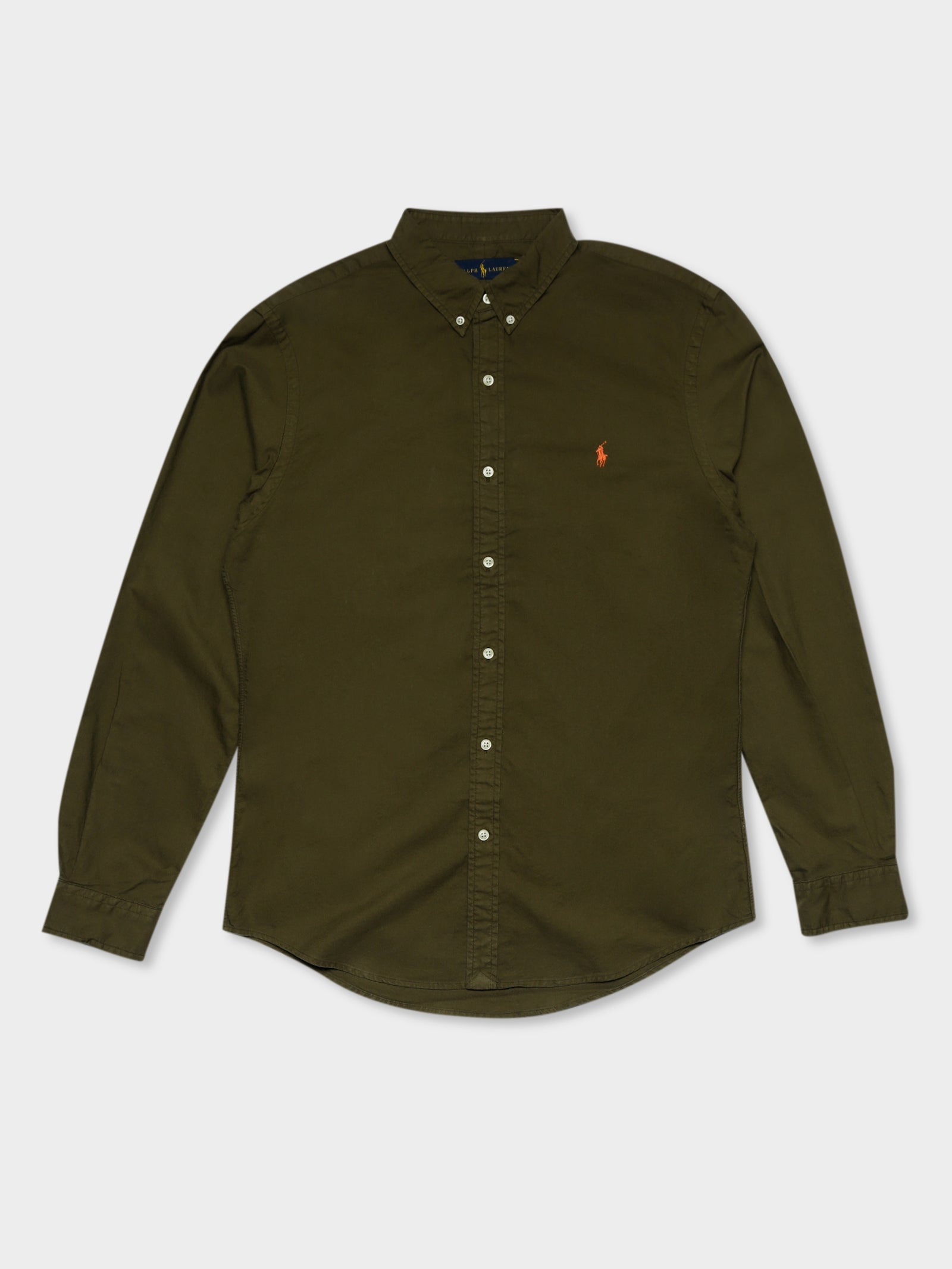 Logo Embroidered Long Sleeve Shirt in College Green