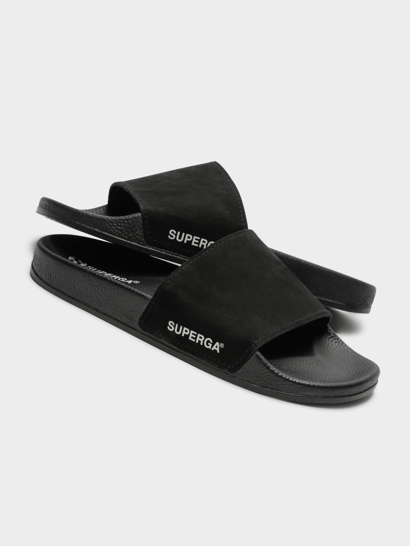 Superga black online slides