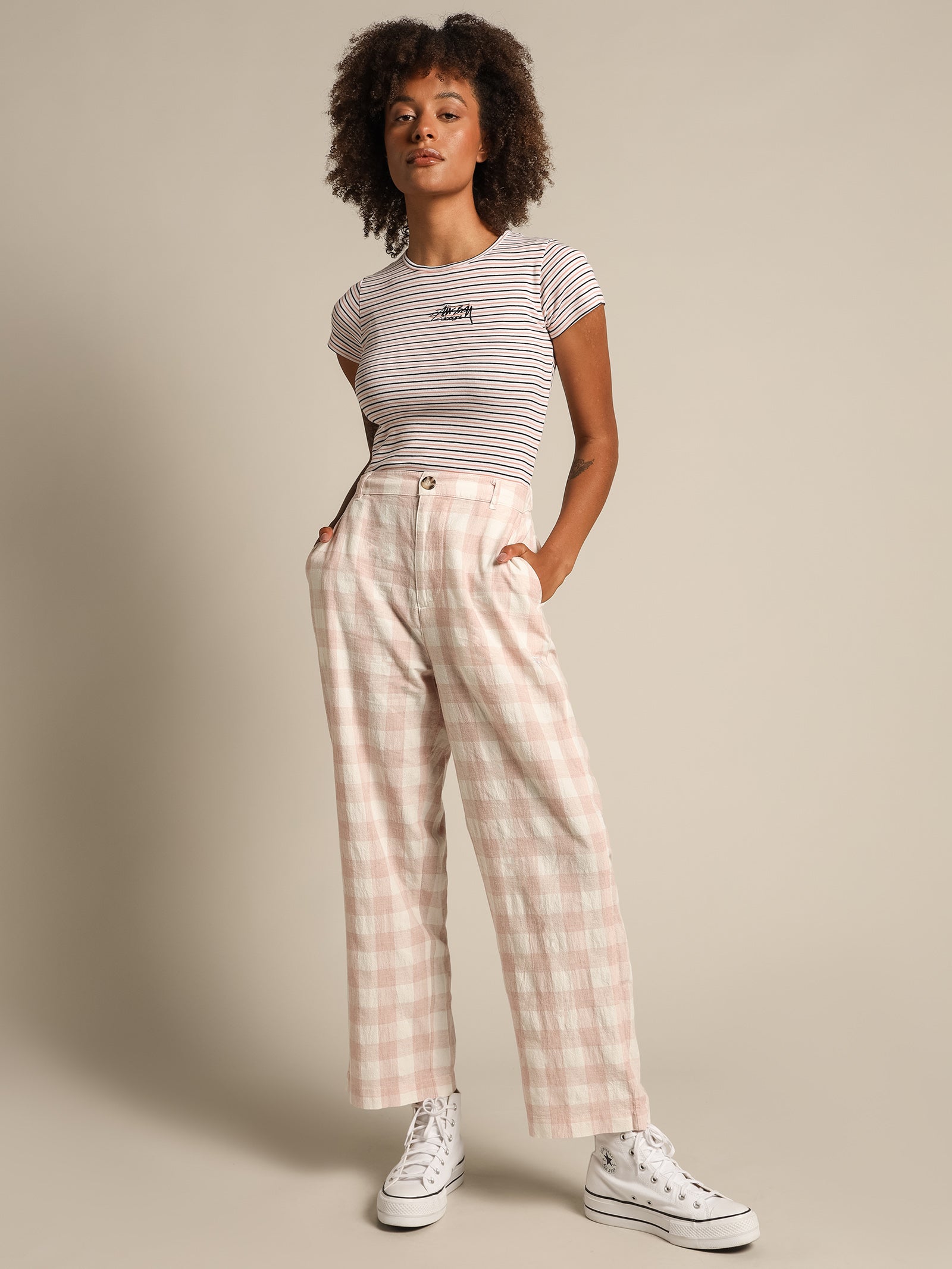 Marion Check Pants in USA Pink