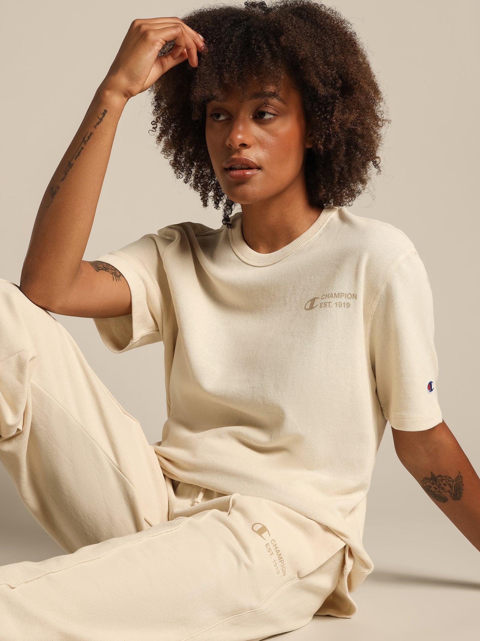 Re:bound Pique Track Pants in Natural