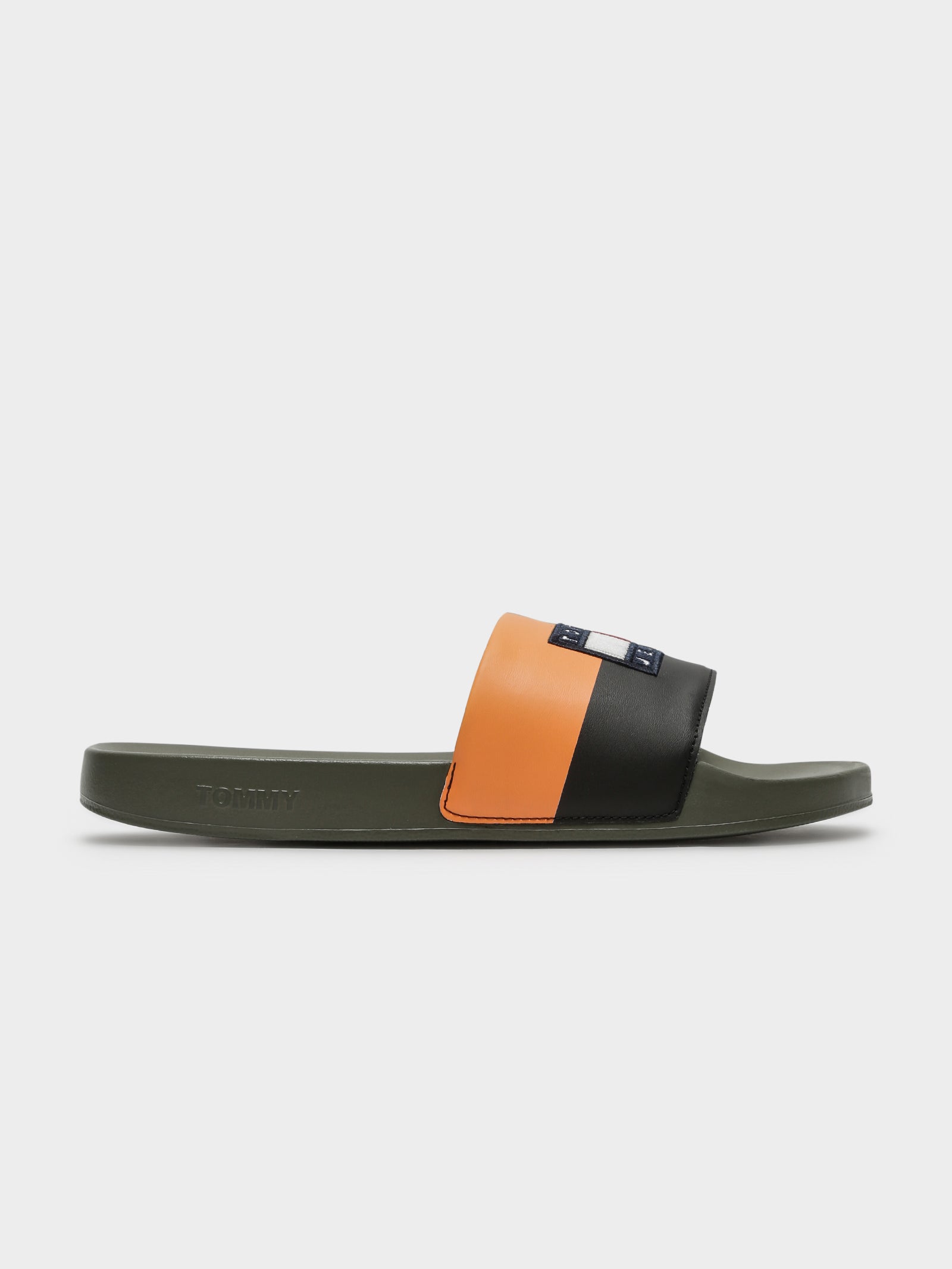 Mens Corduroy Color Blocked Pool Slides in Multi