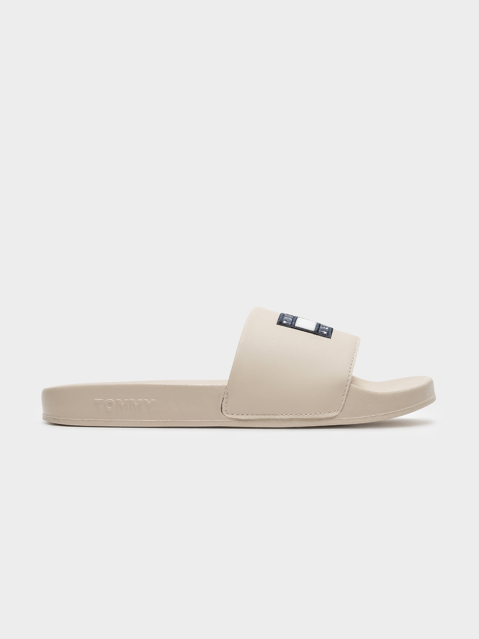 Flag Corduroy Pool Slides in Beige