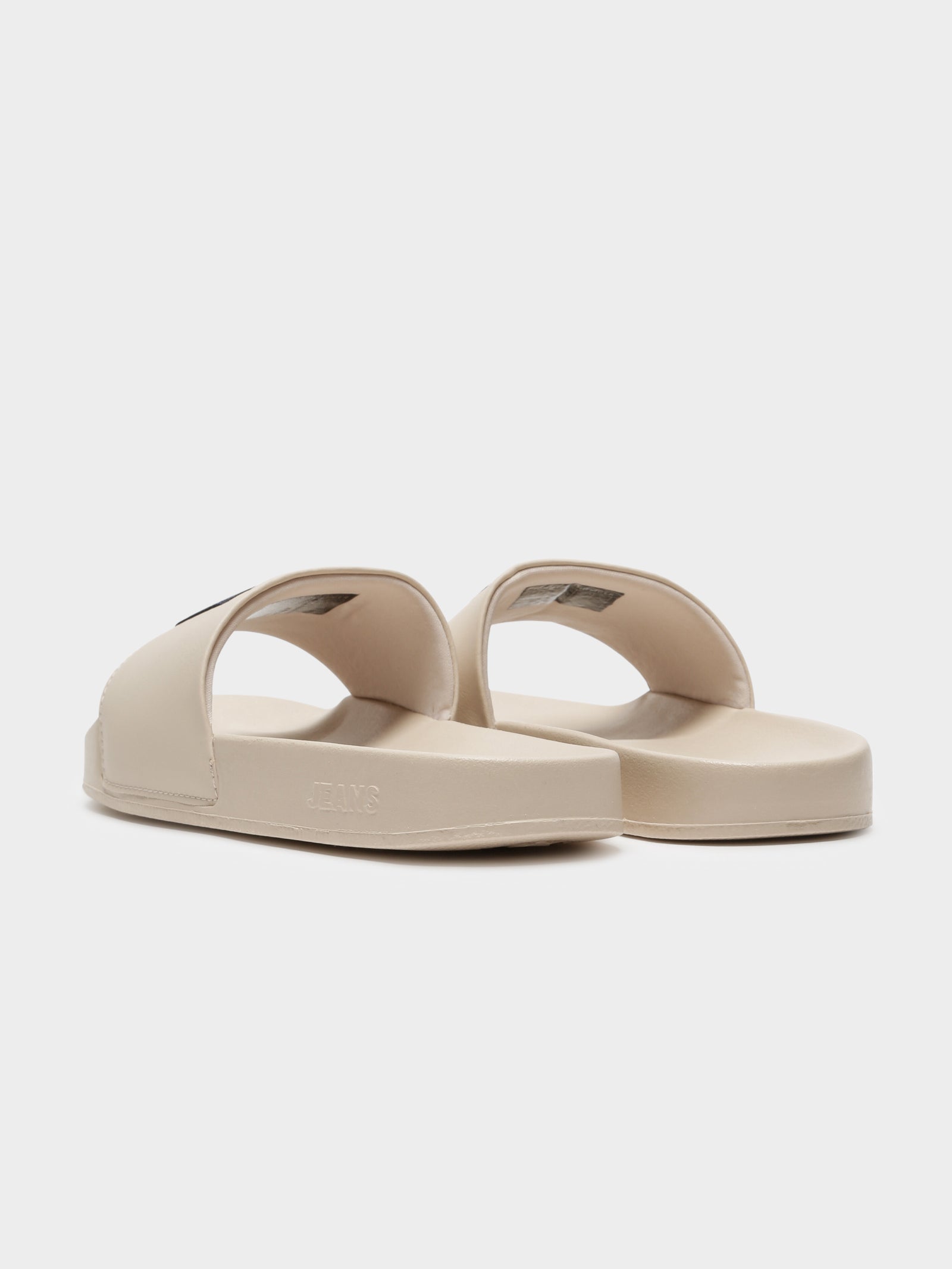 Flag Corduroy Pool Slides in Beige