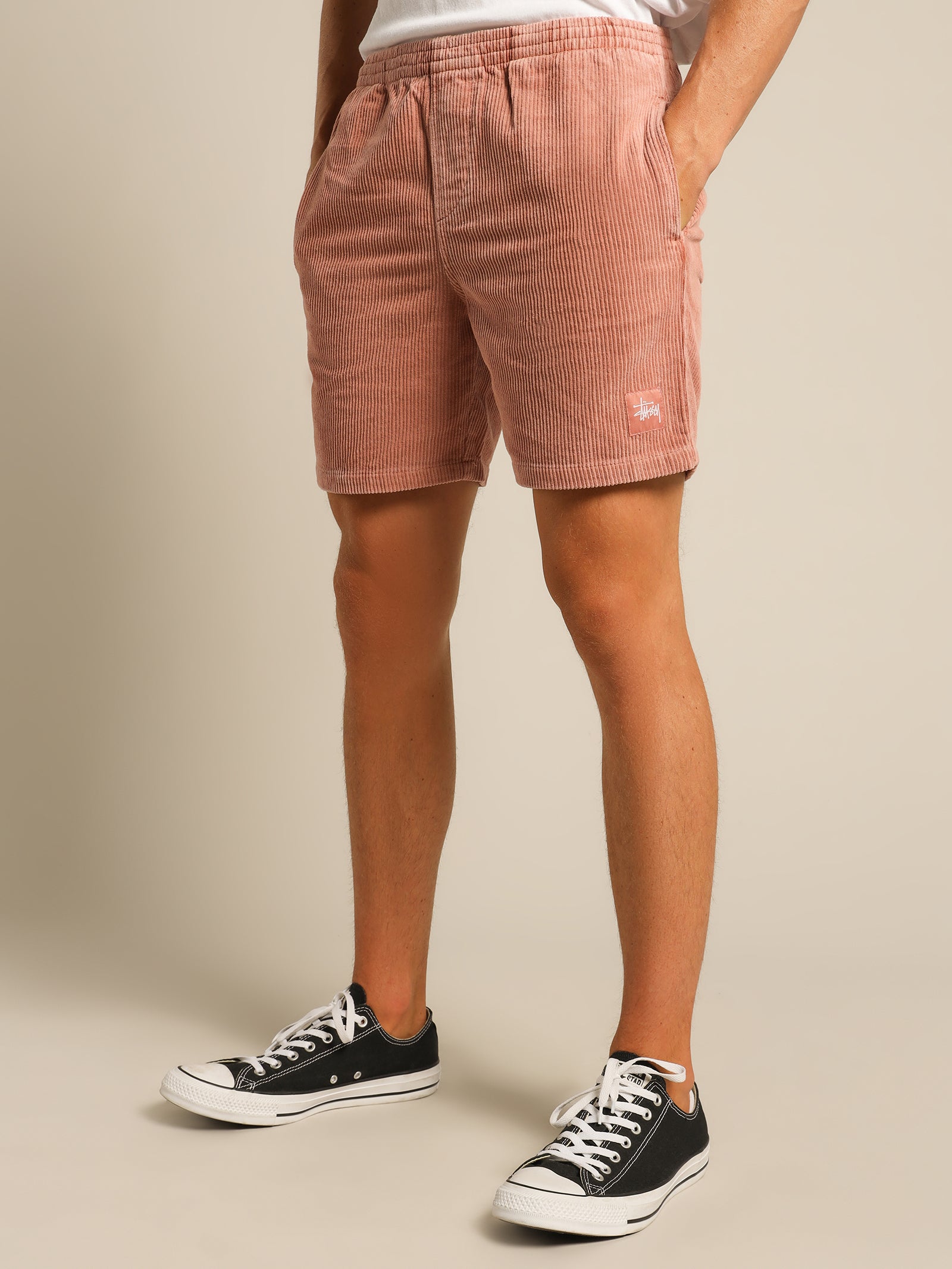 Wide Wale Corduroy Beachshorts in Sienna PInk