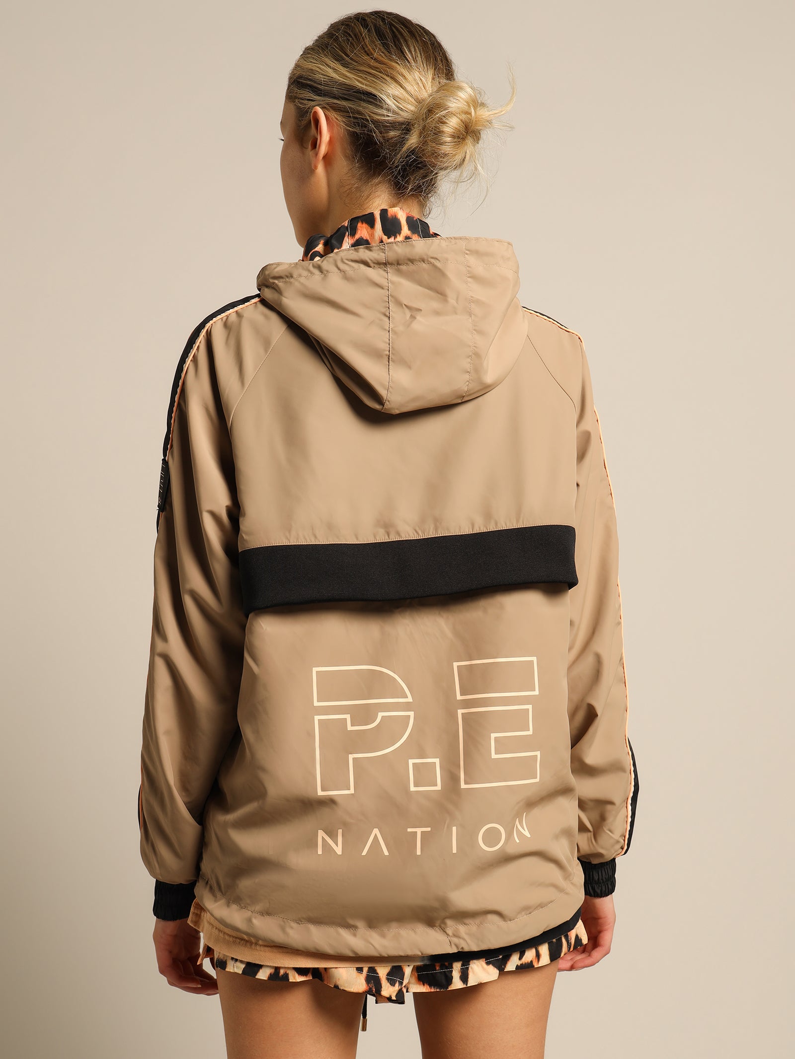 P.E Nation Taupe Leopard Man Down Reversible Jacket Streetwear factory Size XL