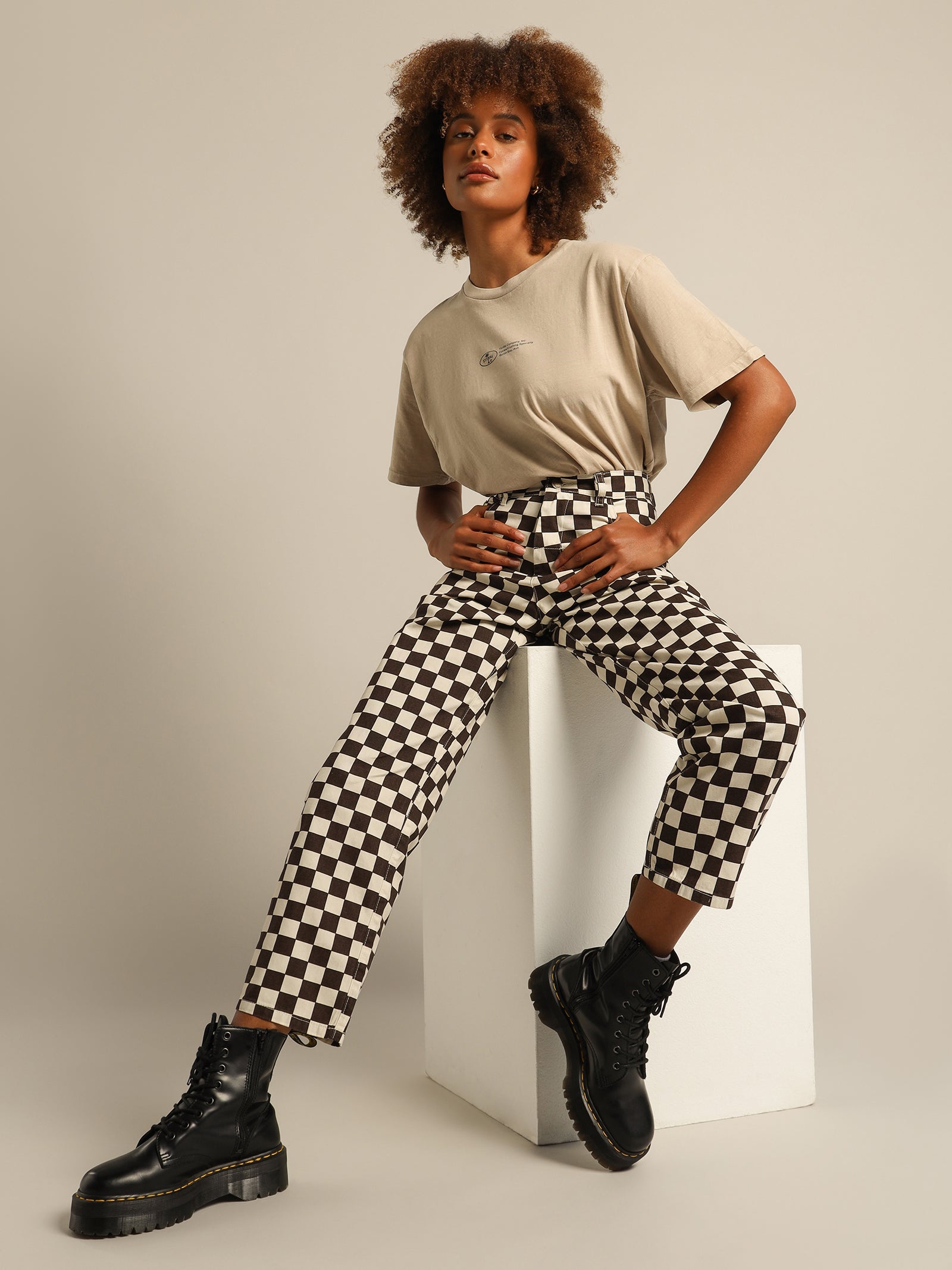 Aalto Pant in Cocoa Checkerboard