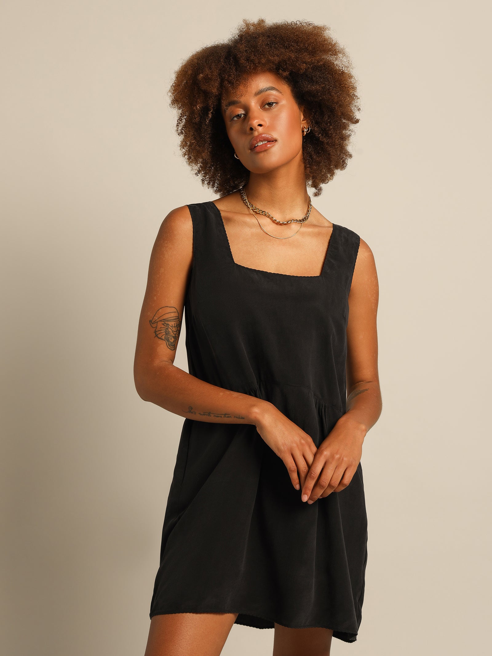 Shop The Woven Slip Dress in Black