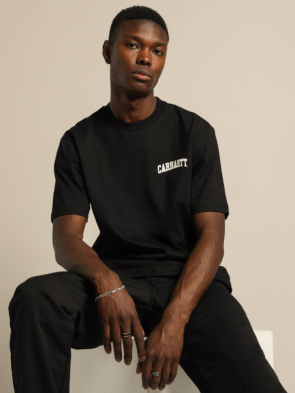 Carhartt wip University Script T-Shirt in Black Black | Glue Store