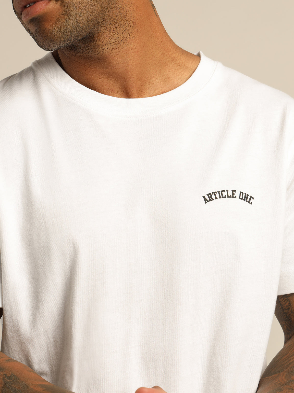 Article One Varsity Logo T-Shirt in White | White