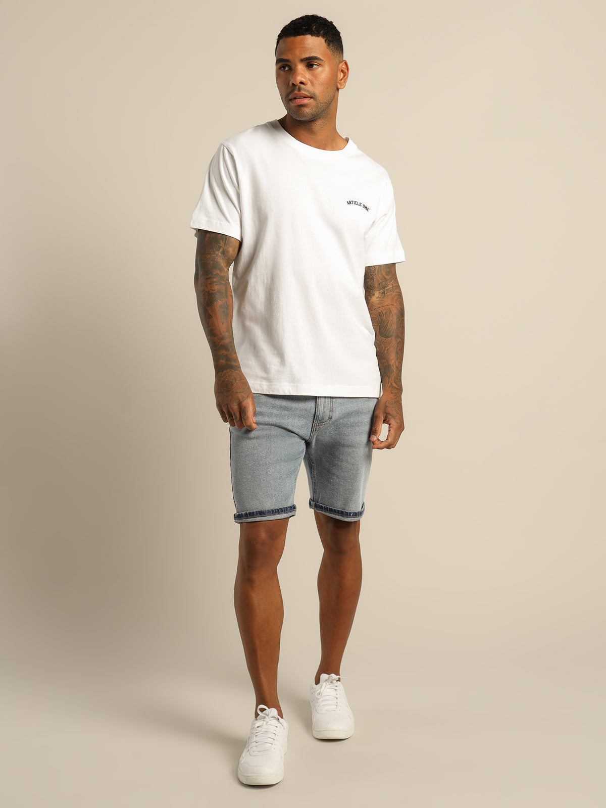 Article One Varsity Logo T-Shirt in White | White