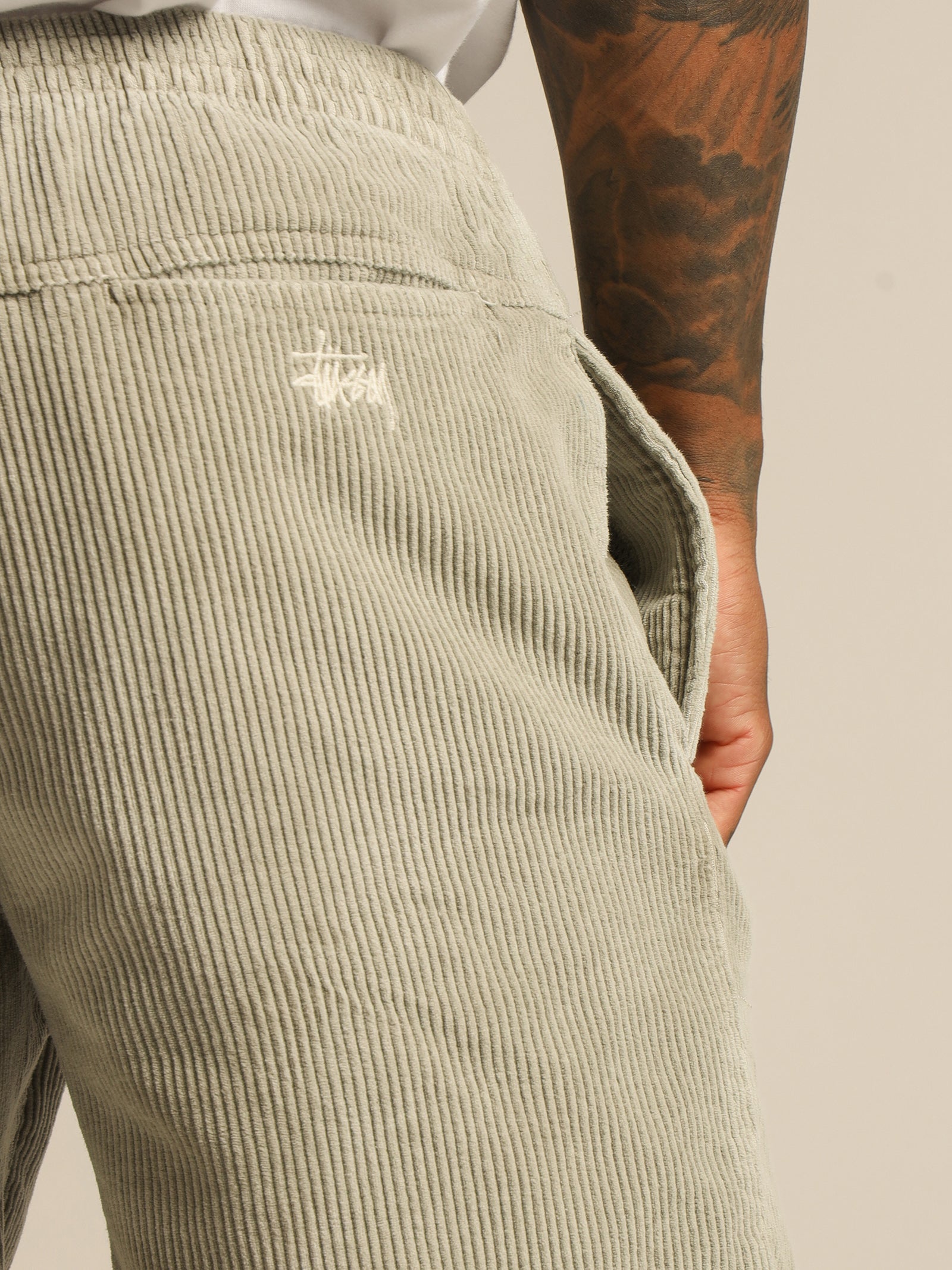 Wide Whale Corduroy Beach Shorts in Oatmeal