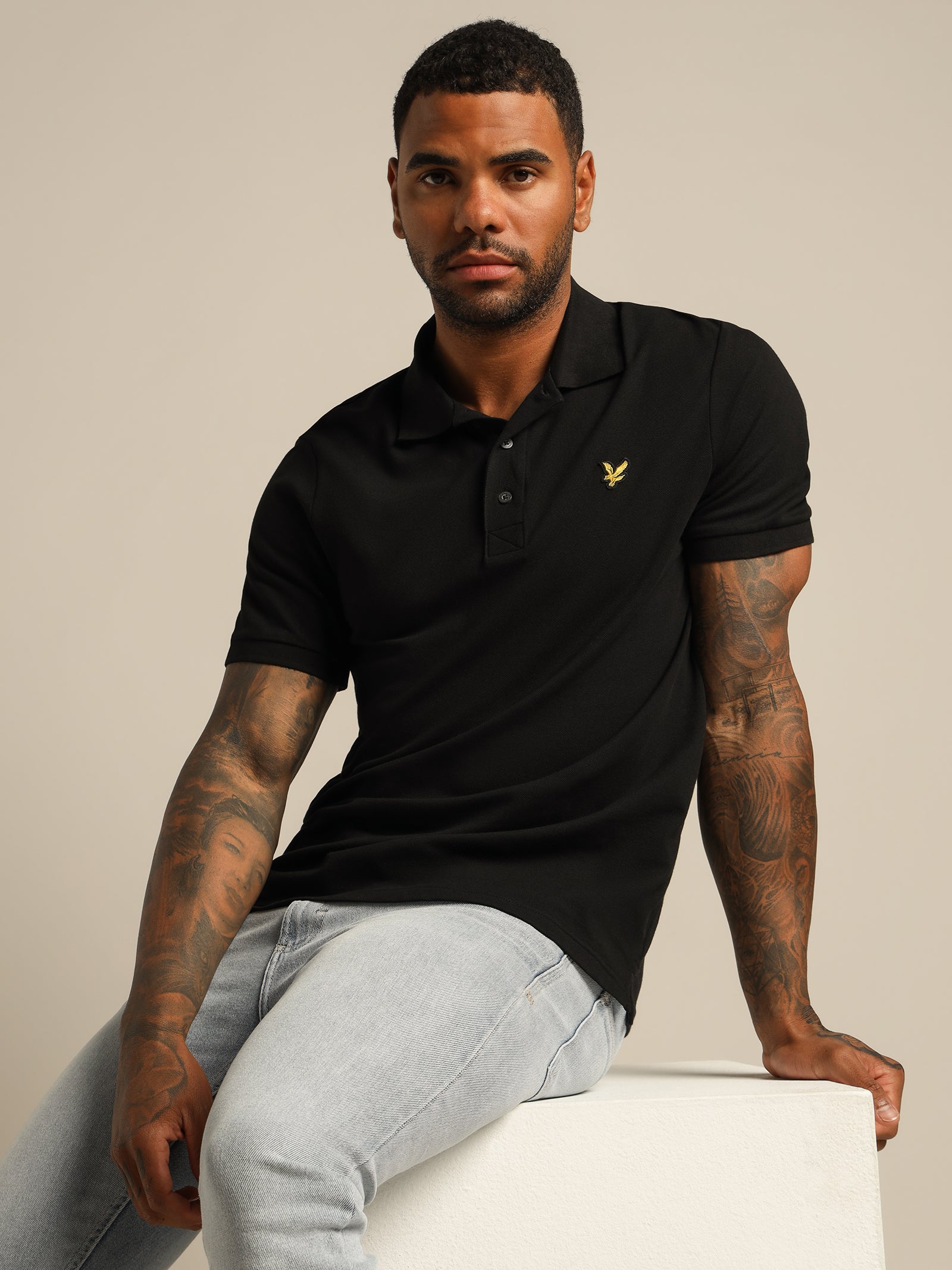 Lyle scott Plain Polo Shirt in Black Black Glue Store