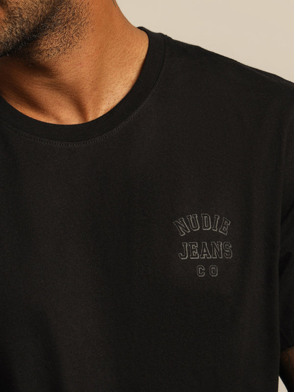 Nudie jeans Roy Logo T-Shirt in Black Black | Glue Store