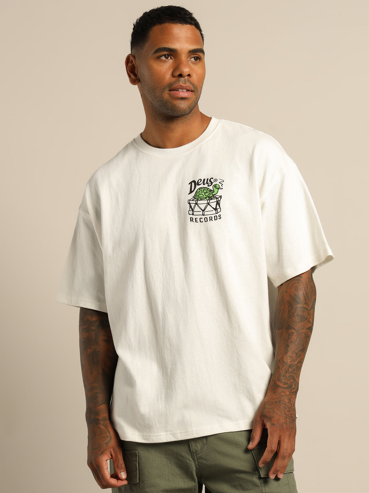 Deus Green Ghost T-Shirt in White | White