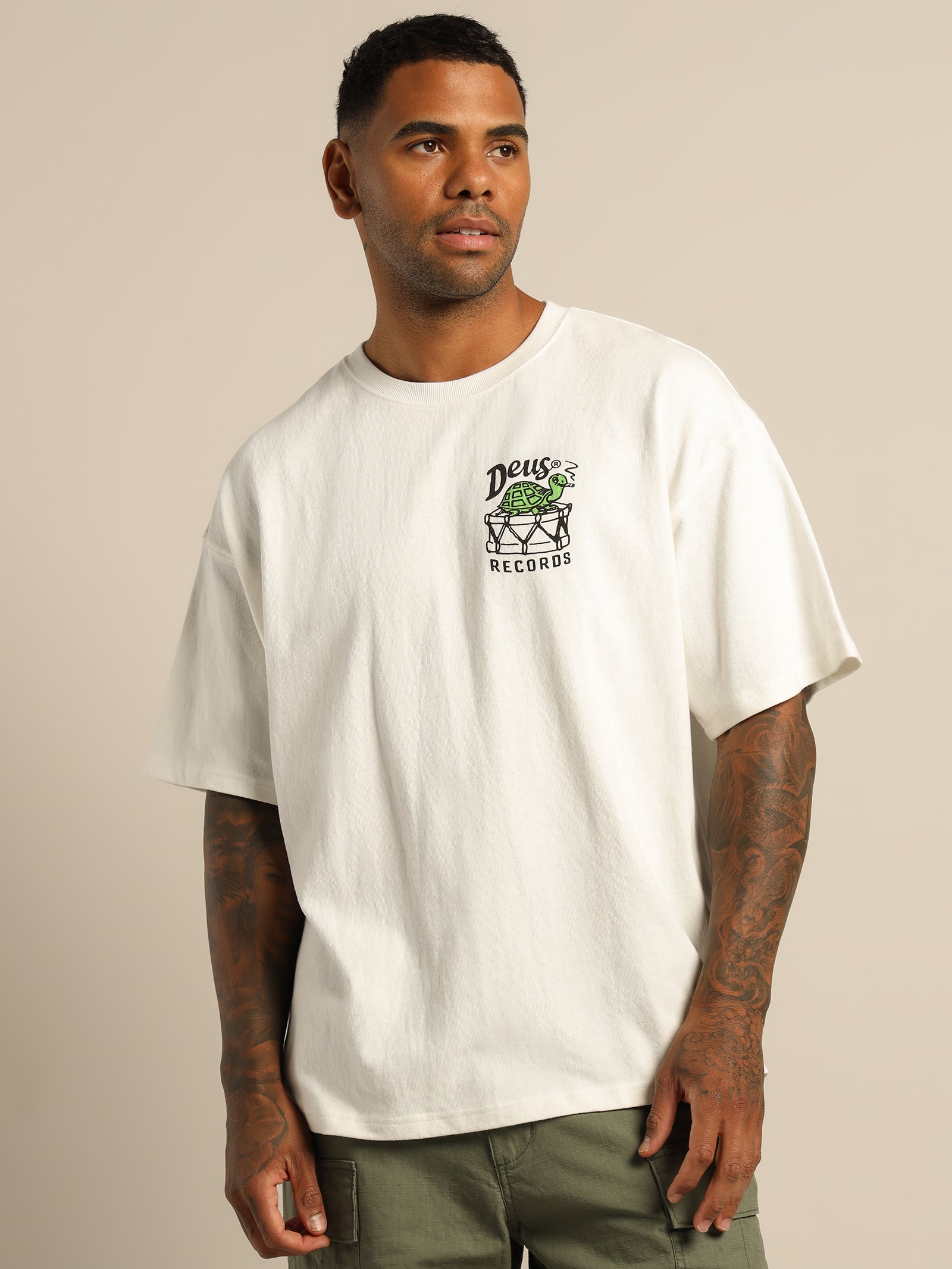 Deus Green Ghost T-Shirt in White White | Glue Store