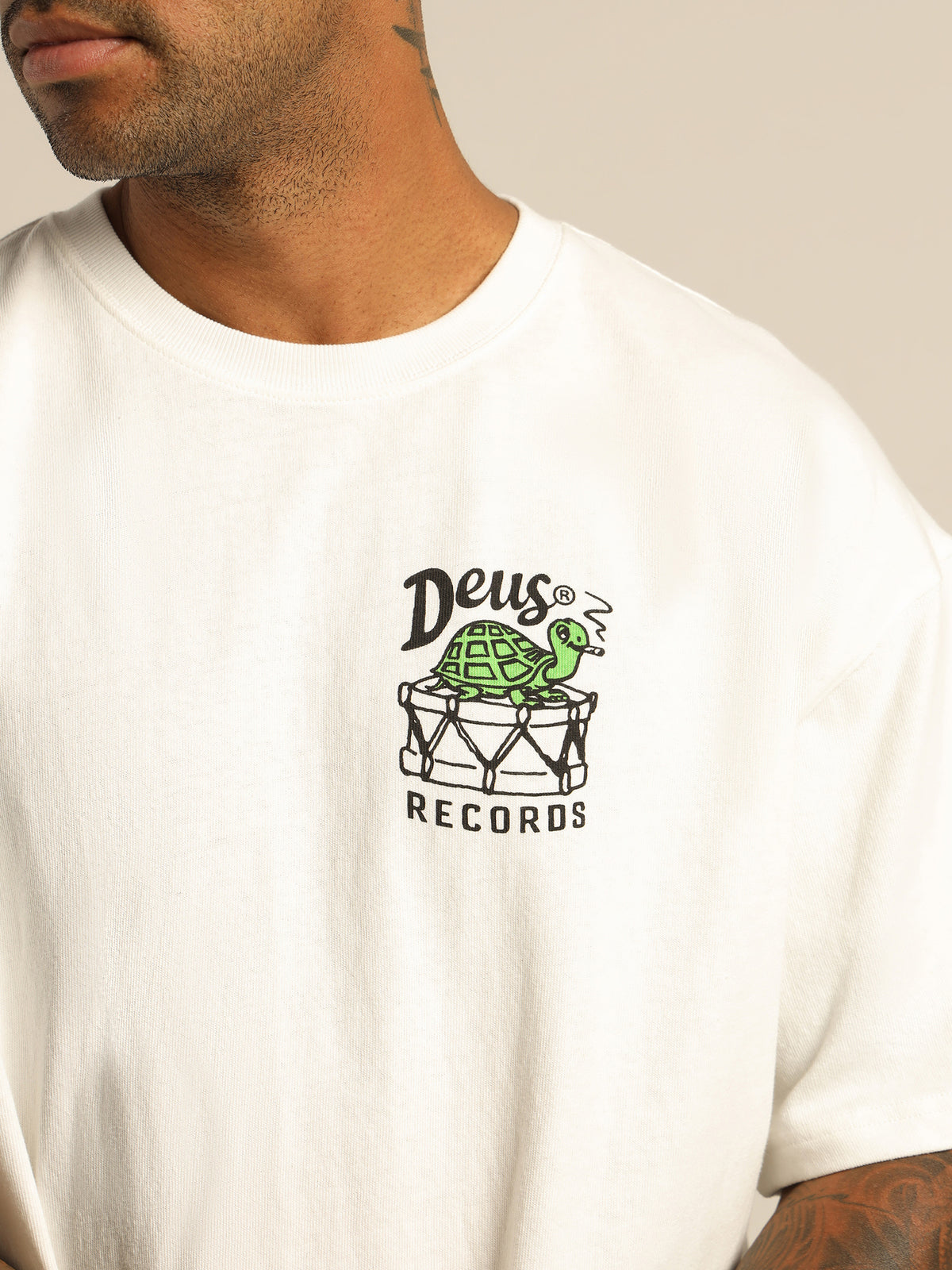 Deus Green Ghost T-Shirt in White | White