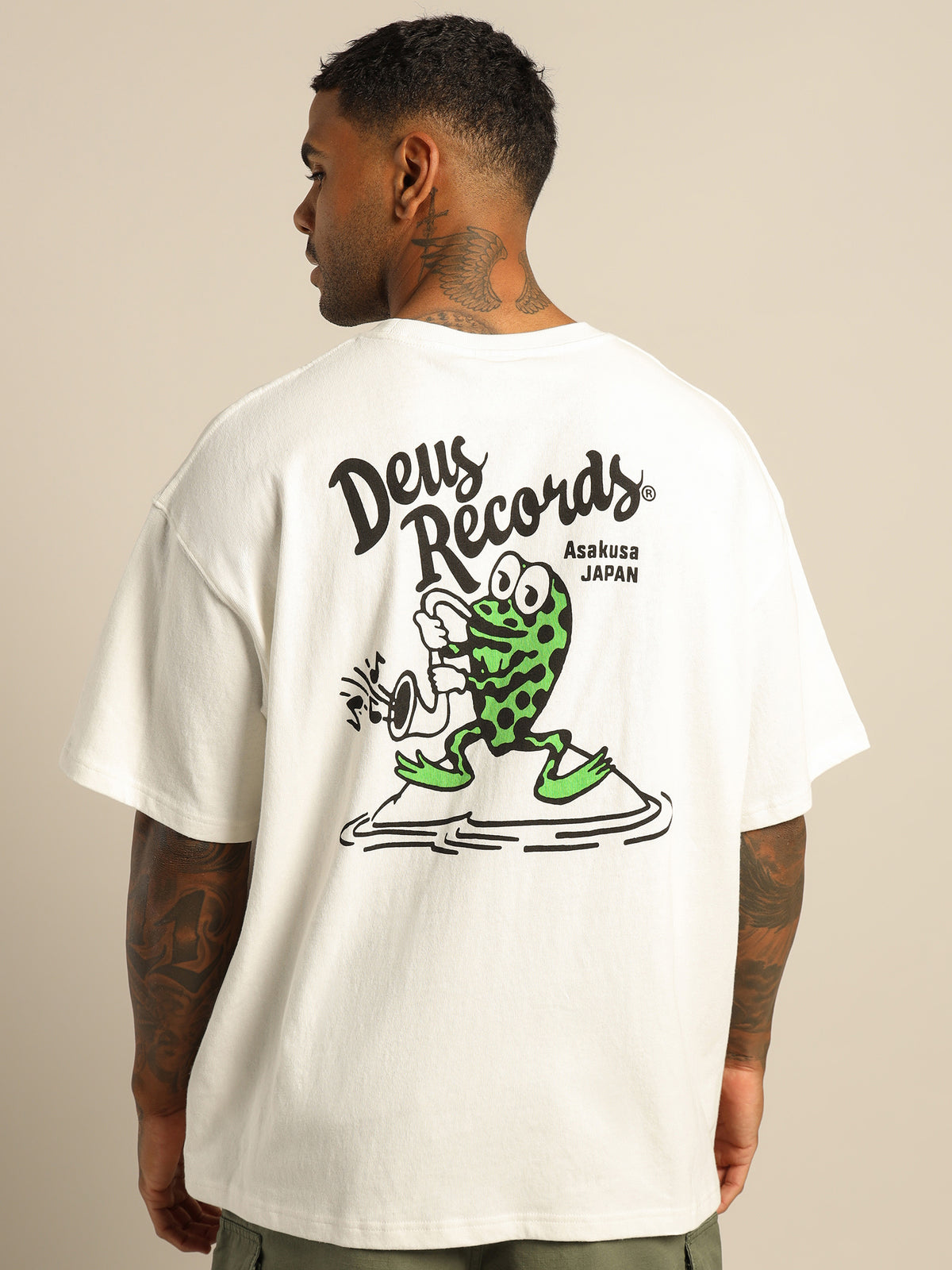 Deus Green Ghost T-Shirt in White | White