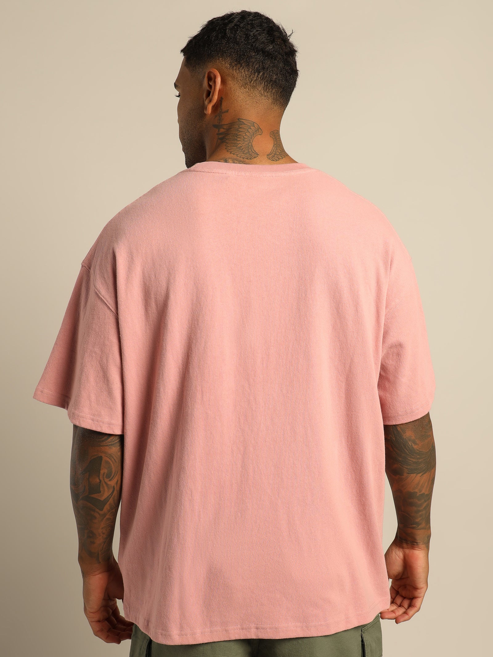 Deus Records All Caps T-Shirt in Zephyr Pink