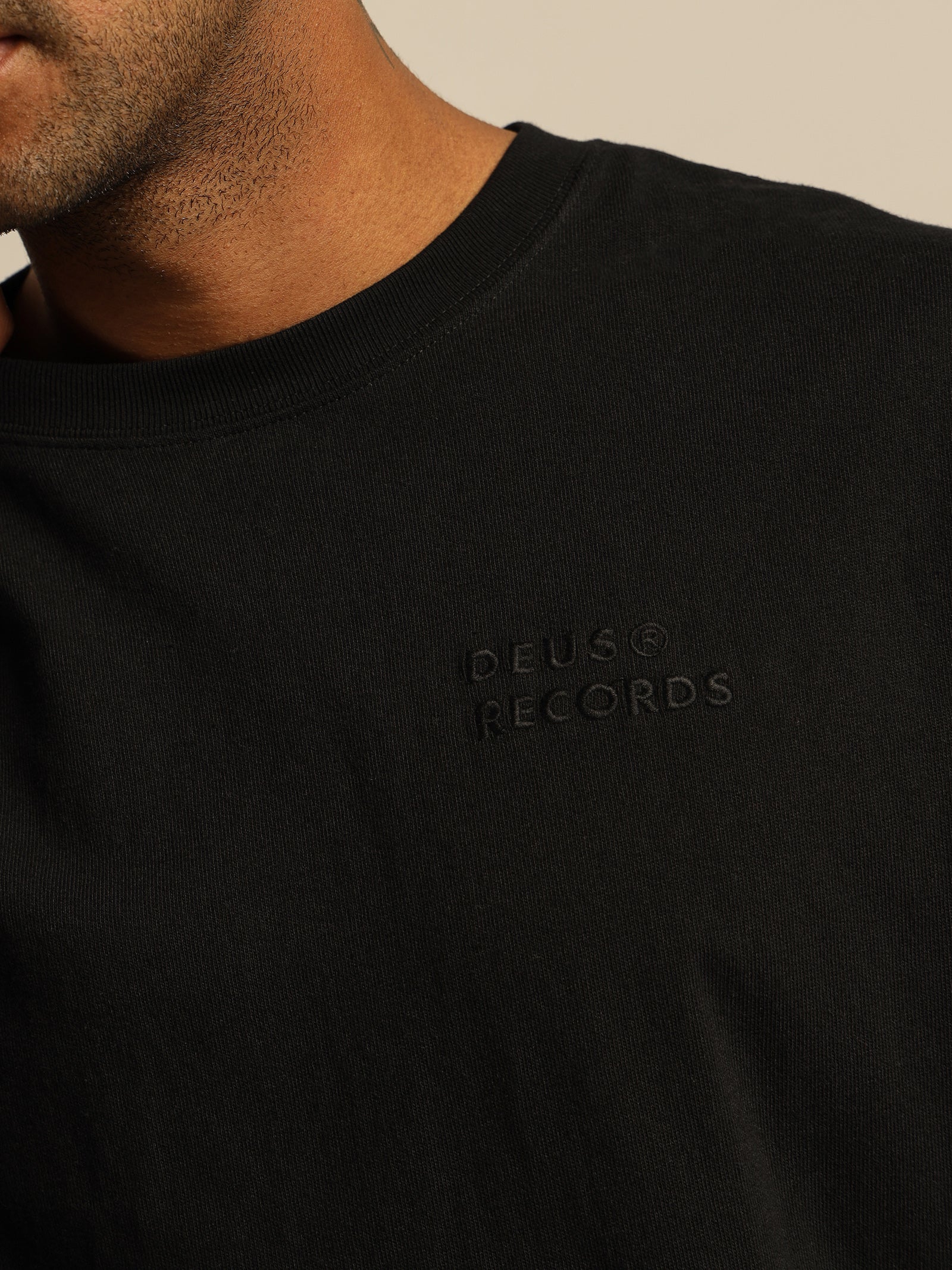 Deus Records All Caps T-Shirt in Petrol