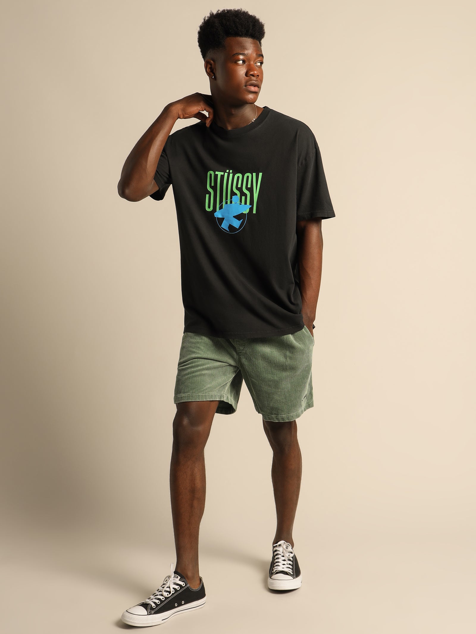 Wide Wale Cord Shorts in Forest Green