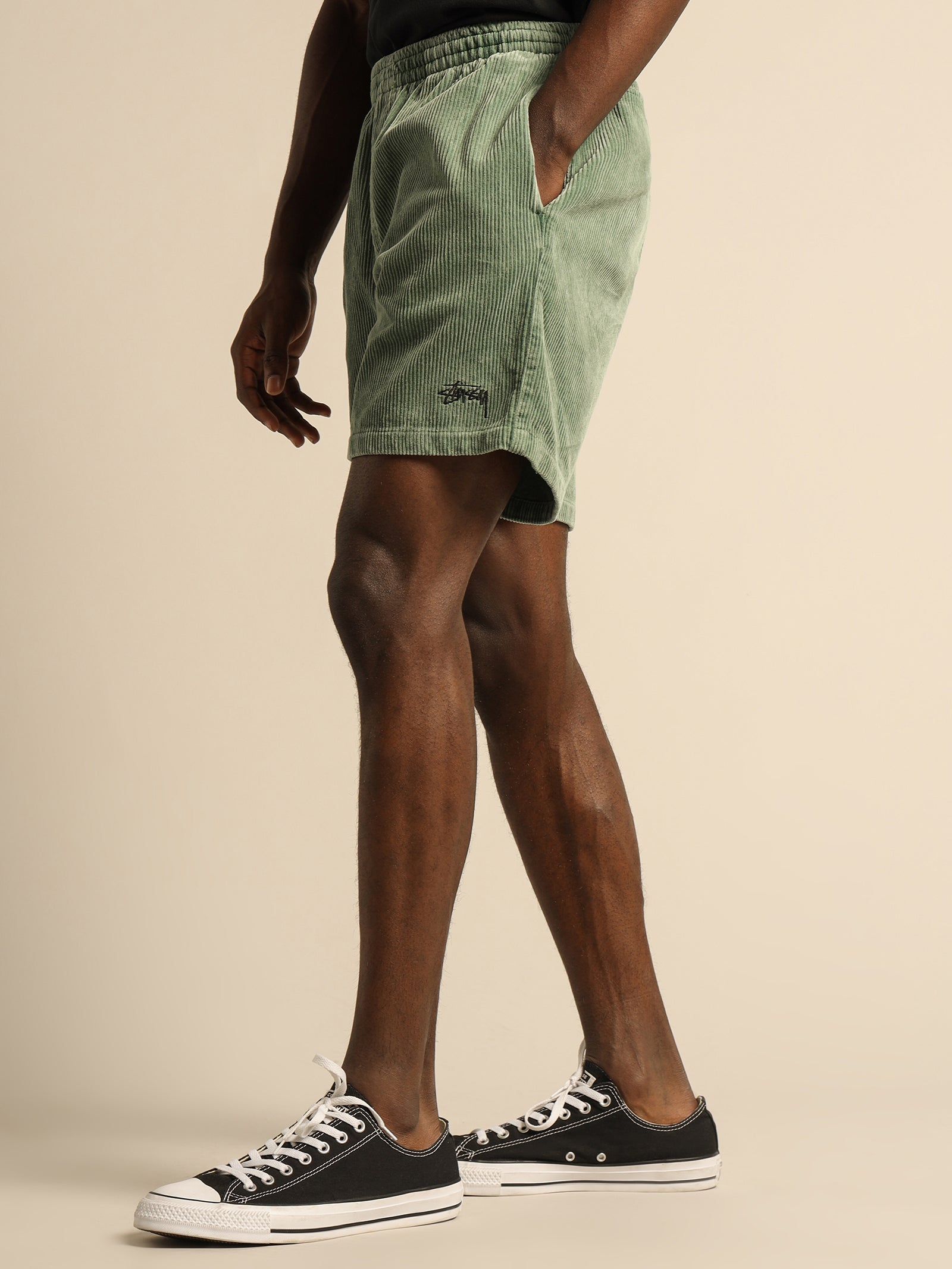 Wide Wale Cord Shorts in Forest Green