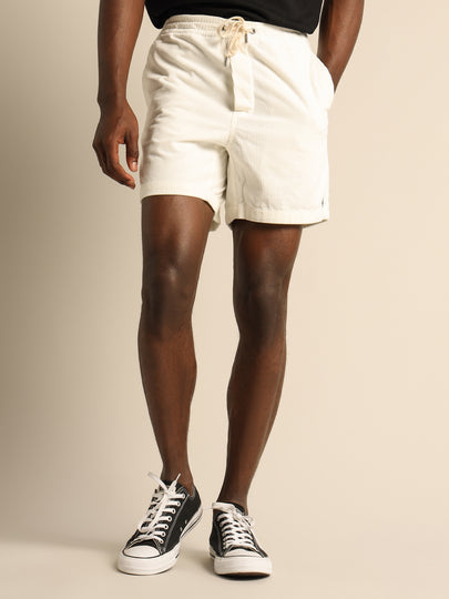 Cord Prepster Shorts in Warm White