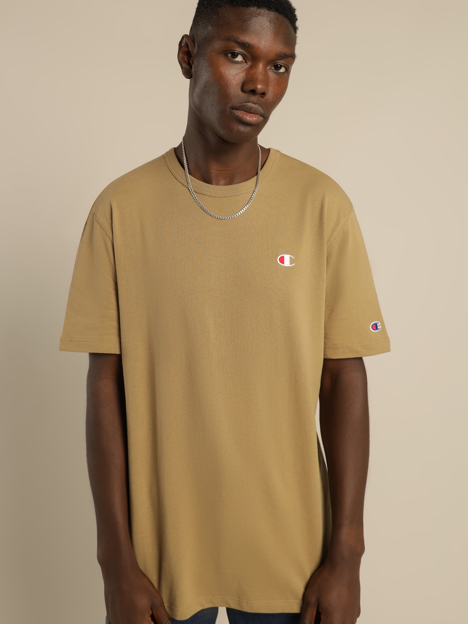 tan champion t shirt