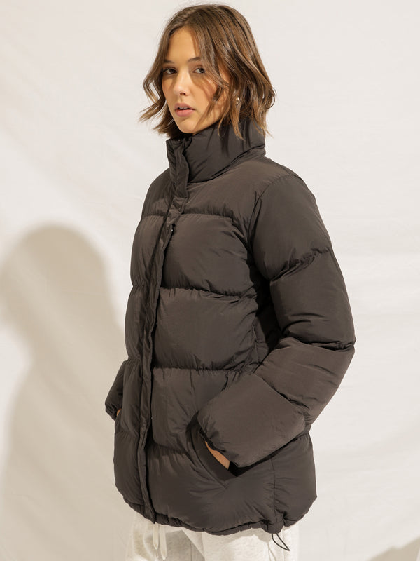 Nude lucy Topher Longline Puffer Jacket in Coal Coal | Glue Store