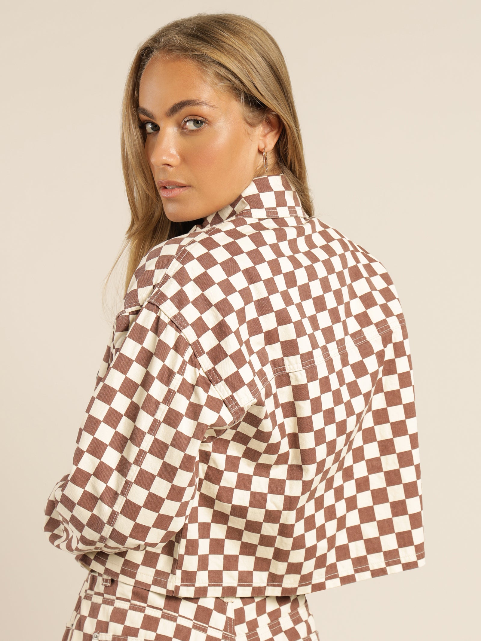 Tommy Jeans cotton oversized utility jacket in checkerboard print