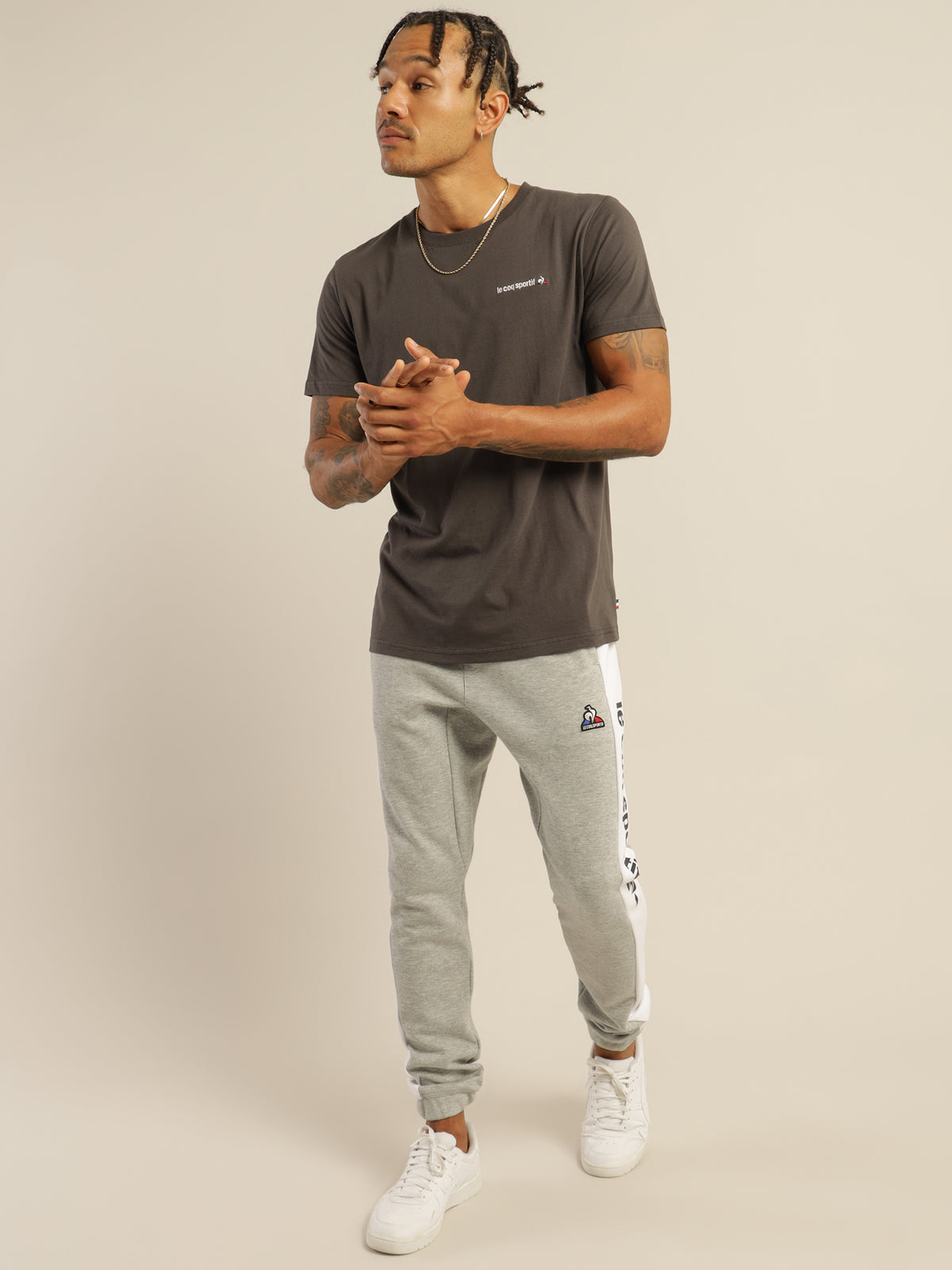 Le Coq Sportif Essentiel Embroidered T-Shirt in Carbon | Carbon