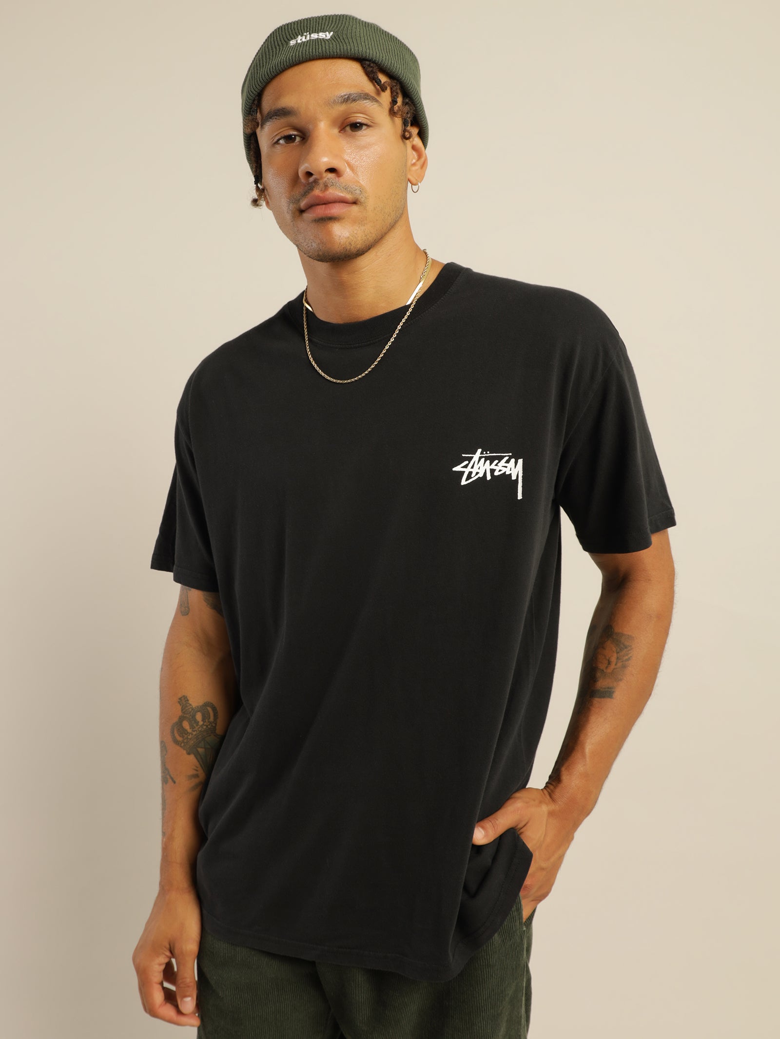 Stussy Club 50/50 Short Sleeve T-Shirt in Black Black | Glue Store