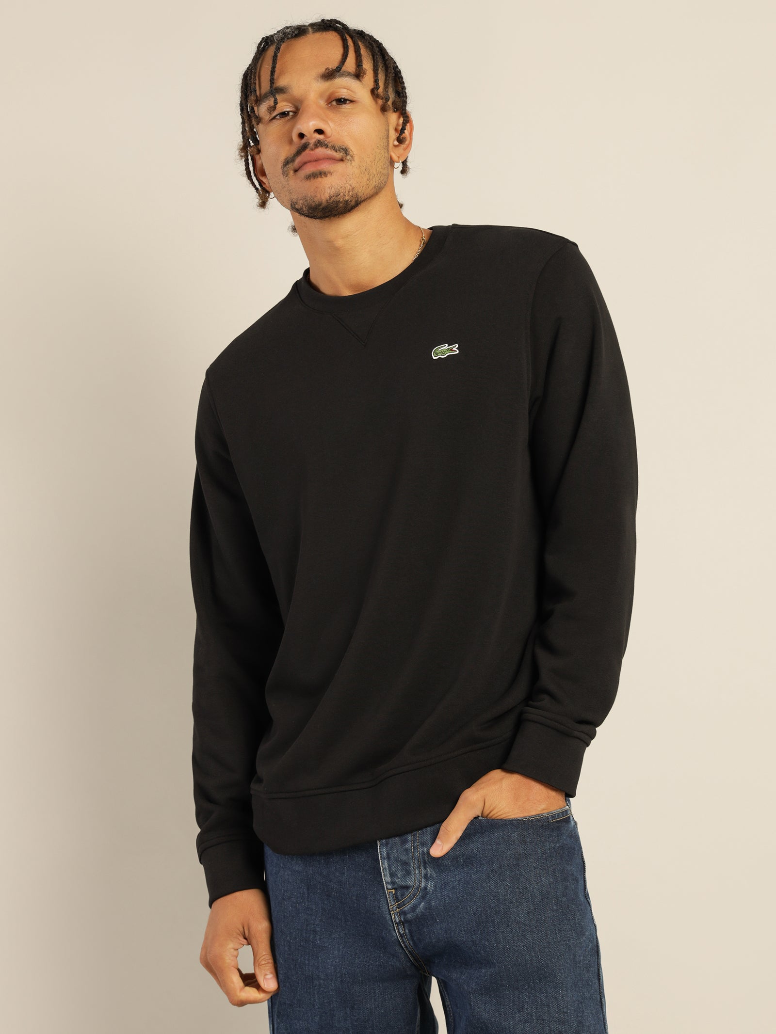 Lacoste black crew neck clearance jumper