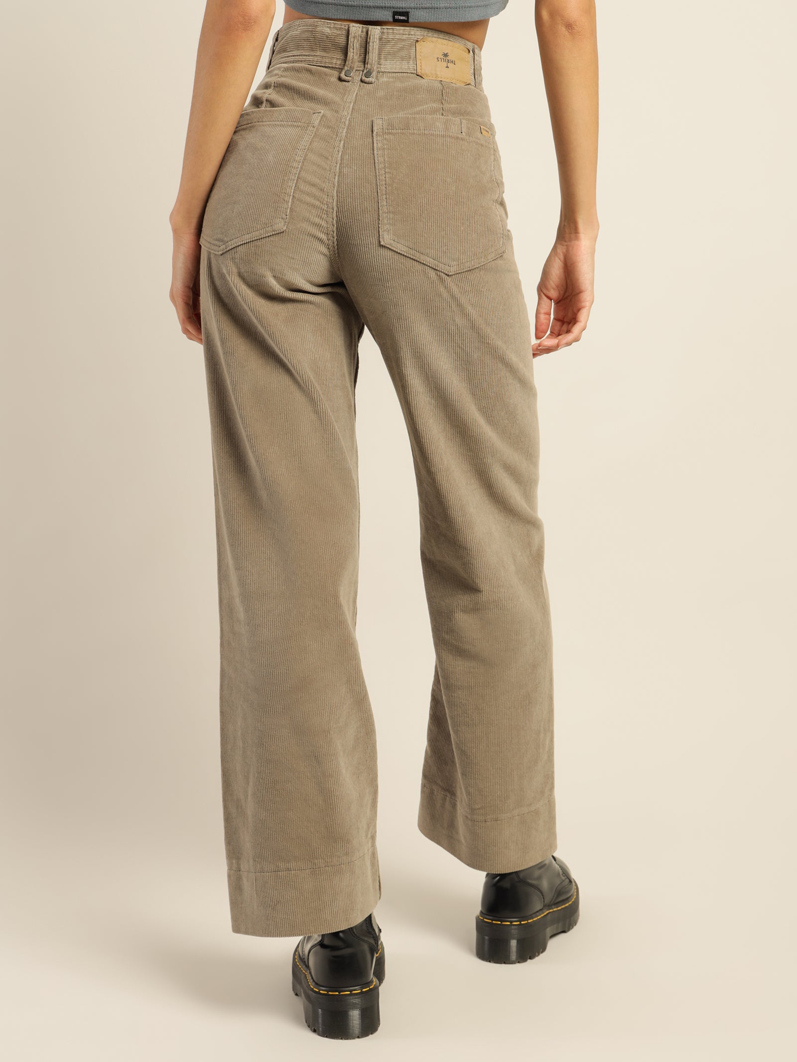 Belle Cord Full Length Pant in Pewter